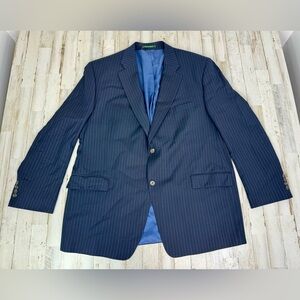 Lauren Ralph Lauren Blazer Jacket Men's 48R Blue Classic Pinstriped